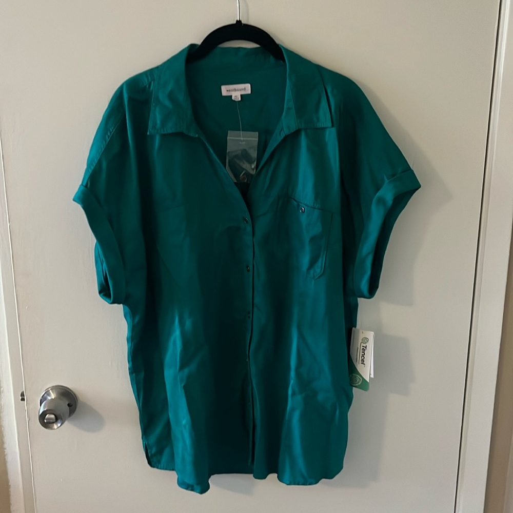 Westbound v neck button front shirt
